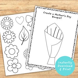 Printable Mother's Day Coloring Craft for Kids, Mothers Day Activity ...