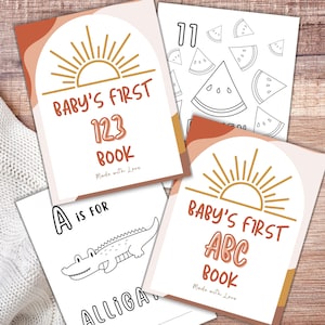 Livro de colorir ABC 123: Jogo Boho para chá de bebê (download em PDF)