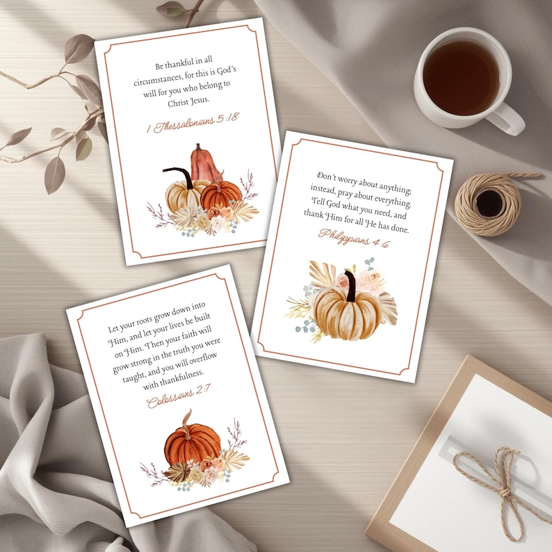 Thanksgiving Printable Scripture Cards, Fall Bible Verse Cards, Daily ...