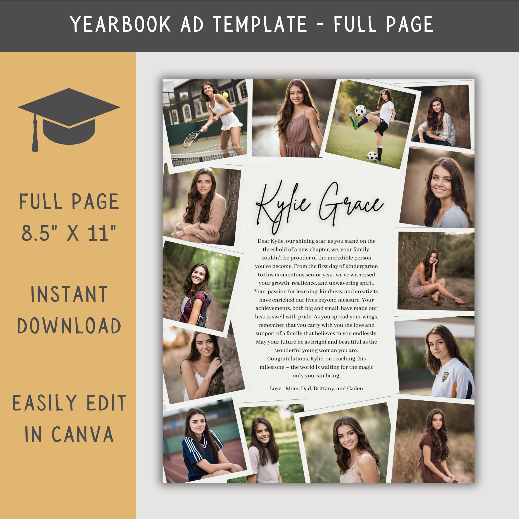 High School Senior Yearbook Ad Template Editable Full Page Yearbook Ad High School Senior Yearbook Ad Template Editable Full Page Yearbook Ad