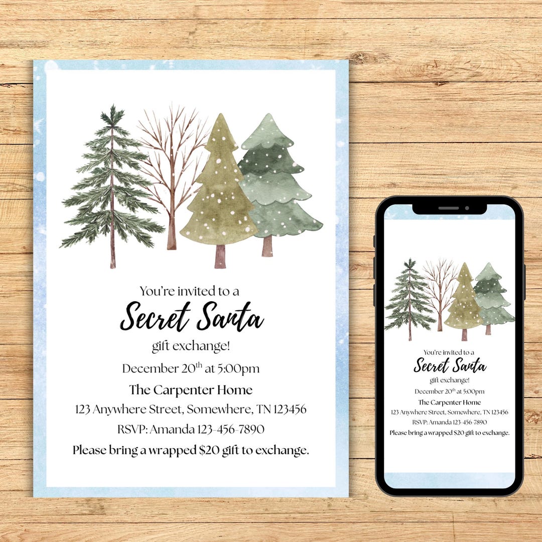 Secret Santa Christmas Party Invite Bundle Christmas Party Gift Secret Santa Christmas Party Invite Bundle Christmas Party Gift