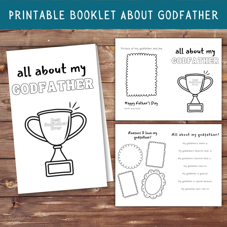 All About My Godfather Printable Book for Fathers Day Gift Idea ...