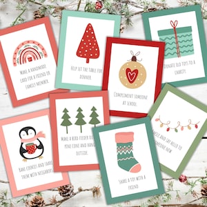 Calendario dell'Avvento della gentilezza natalizia per bambini, attività di atti di gentilezza modificabili, schede di attività dell'Avvento personalizzate, conto alla rovescia per Natale