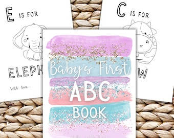 ABC Coloring Book Baby Shower, Alphabet Coloring Pages for Girl Baby Shower, ABC Book Baby Shower Game, Baby's First Letter Book