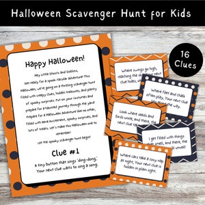 Outdoor Halloween Scavenger Hunt for Kids, Halloween Treasure Hunt Clue Cards, Printable Halloween Activities for Kids, Halloween Party Game