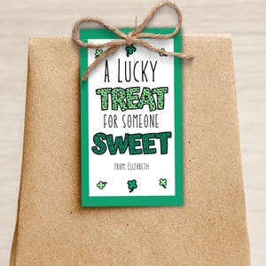 Editable St. Patrick&#39;s Day Gift Tag: Lucky Charm Treat Bag Label (PDF)
