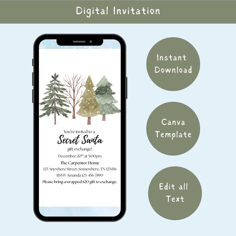 Secret Santa Christmas Party Invite Bundle Christmas Party Gift Secret Santa Christmas Party Invite Bundle Christmas Party Gift