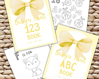 ABC 123 Baby Shower Coloring Book: Guest Activity (PDF Download, 8.5x11 & 5x7)