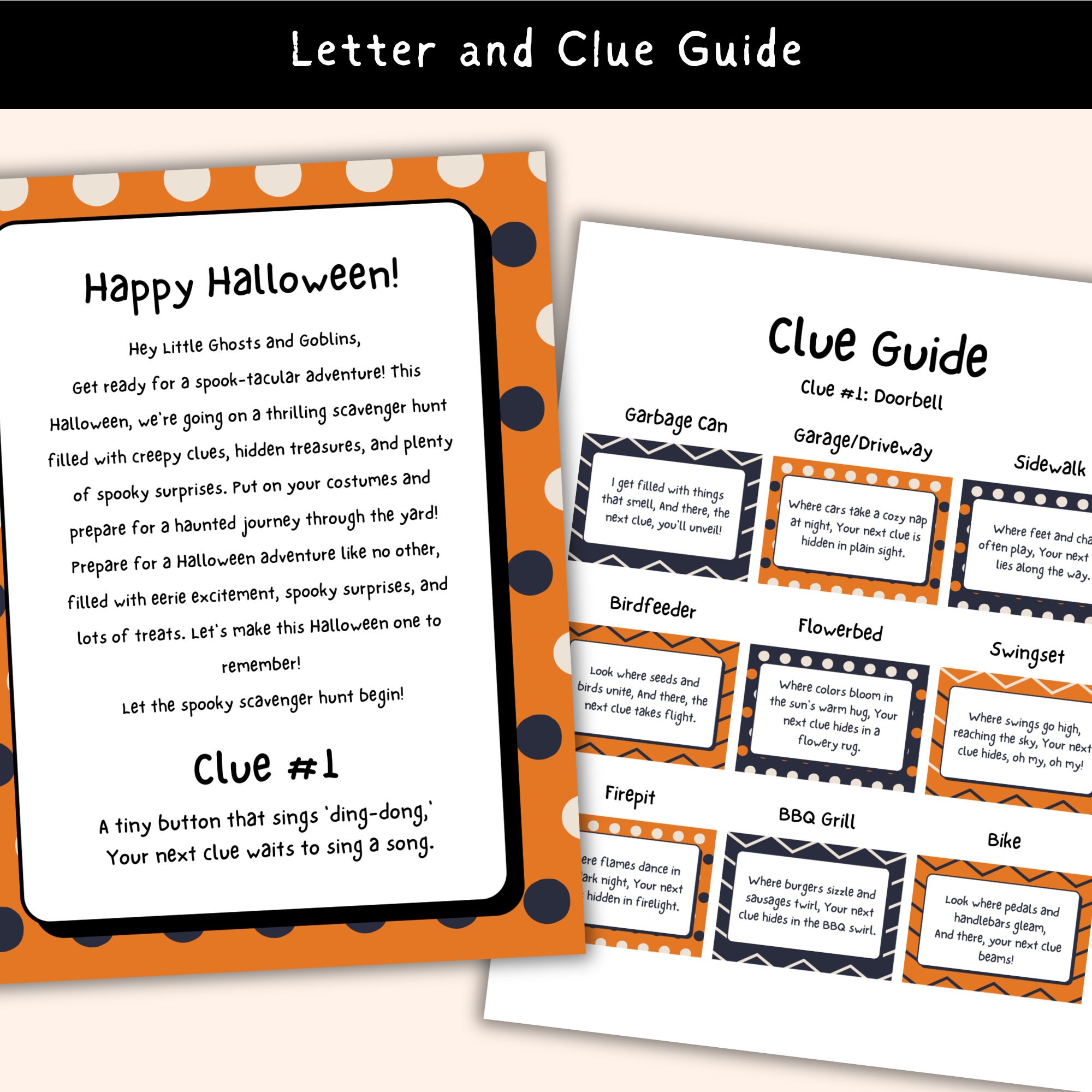 Outdoor Halloween Scavenger Hunt for Kids, Halloween Treasure Hunt Clue Cards, Printable ...