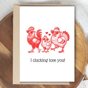 Printable Chicken Valentine Card, Funny Chicken Pun Anniversary Greeting Card, I Clucking Love You Card, Last Minute Love Card for Boyfriend