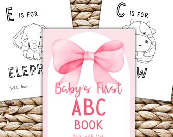 Pink Bow ABC Coloring Book: Baby Shower Alphabet Game (PDF Download)