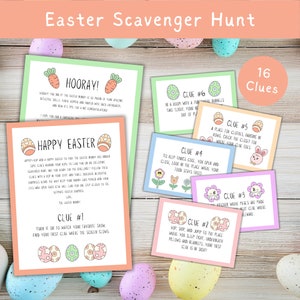 Easter Scavenger Hunt for Kids Printable, Indoor Easter Treasure Hunt, Easter Bunny Letter, Activities to do on Easter, Easter Basket Gift