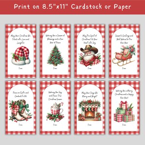 Holiday Country Christmas Gift Tags, Printable Red Plaid Gift Tags Set ...
