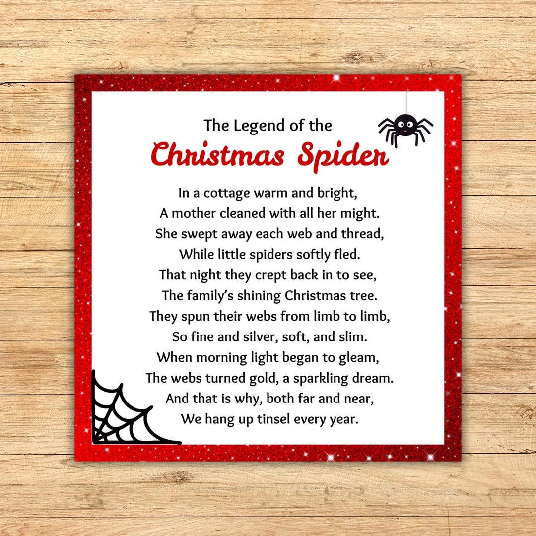 The Legend of the Christmas Spider Printable Tag, Christmas Spider