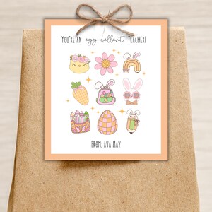 Editable Easter Gift Tag for Teacher, Printable Tags for Classroom Treat Bags, Eggcellent Teacher Easter Tag, Printable Teacher Appreciation