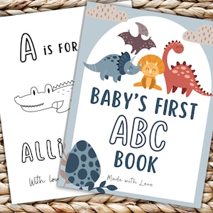Dinosaur ABC Coloring Book: Baby Shower Guest Book (PDF)