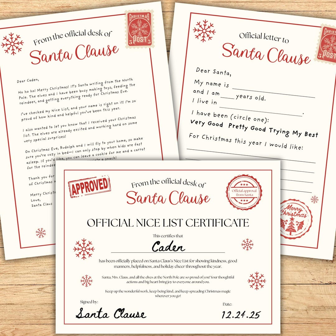 Editable Letter From Santa Template, Nice List Certificate, Printable ...