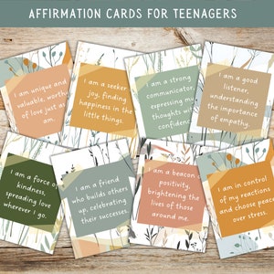Druckbare Affirmationskarten für Teenager, Positive Ermutigungskarten für die psychische Gesundheit von Teenagern, Selbstfürsorge-Affirmationskarten für Teenager-Mädchen