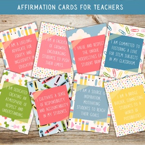 Tarjetas de afirmación para profesores imprimibles, regalos de agradecimiento de último momento para profesores, tarjetas con palabras positivas de aliento para profesores, amor propio
