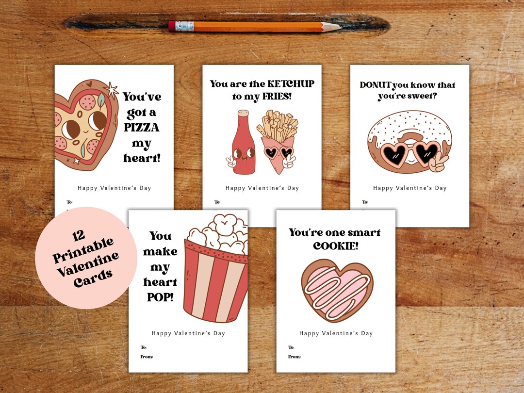 Printable Retro Pun Valentine's Day Cards, Small Printable Valentines ...