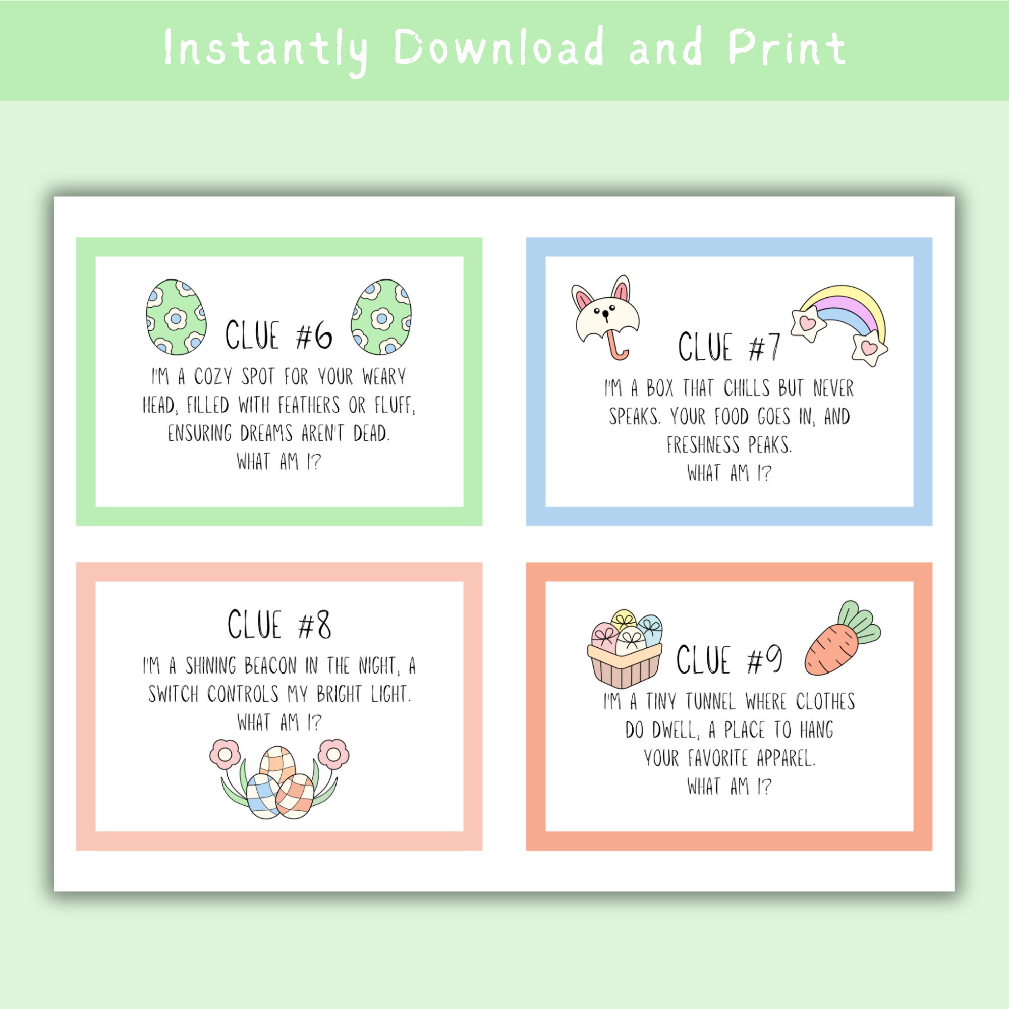 Easter Scavenger Hunt for Teens: Printable Clue Cards (PDF) - Etsy
