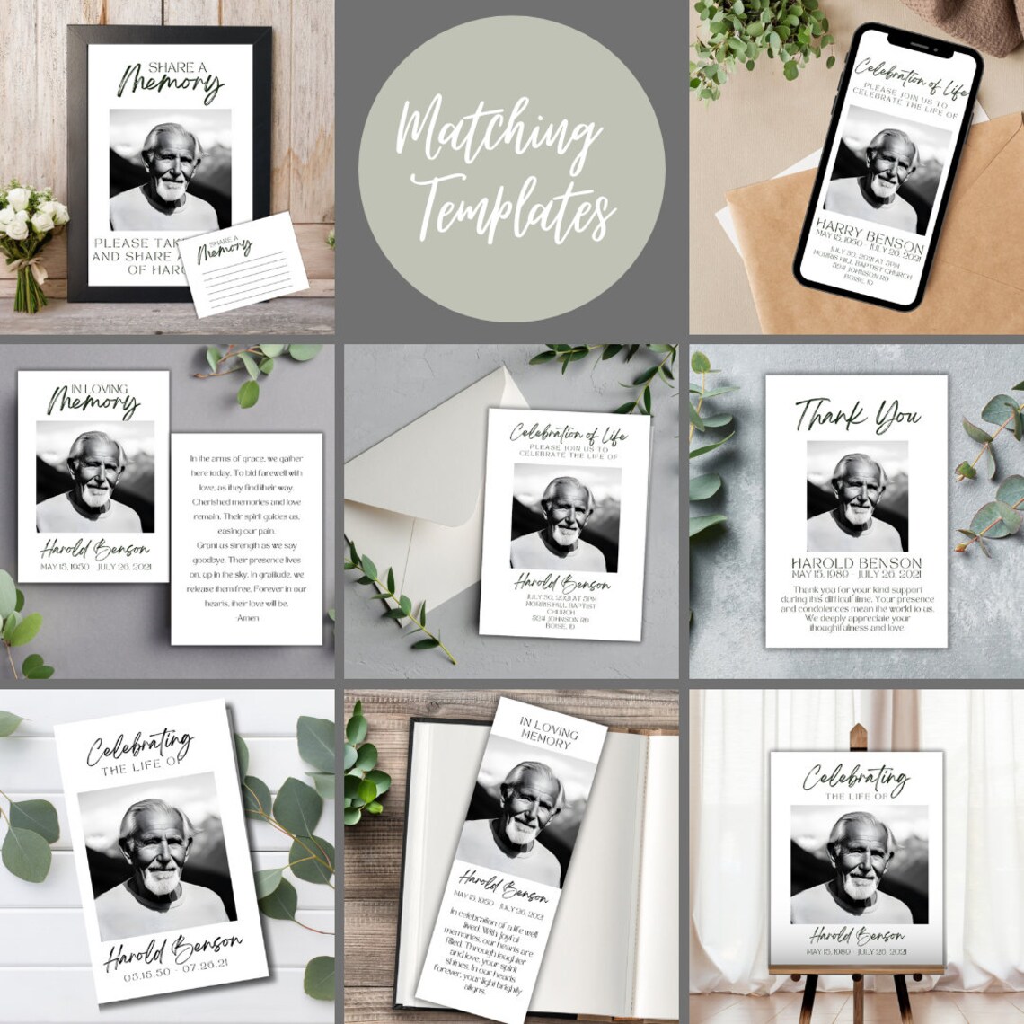 Minimalist Funeral Program, Editable Downloadable Funeral Program ...