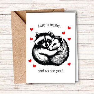 Lustige Waschbär Valentinstag Karte, Opossum Jahrestag Karte, druckbare Galentines Karte, Last-Minute-Karte für Freund, Valentinstag für Freund