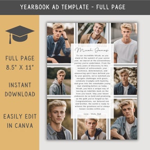 Editable Senior Yearbook Ad Template: Full page Photo Collage Tribute (Digital Download)