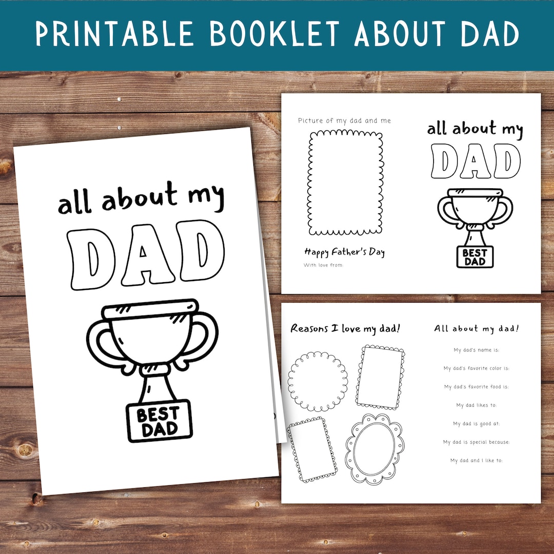 All About Dad Printable Book for Fathers Day Gift Idea Activity Book ...