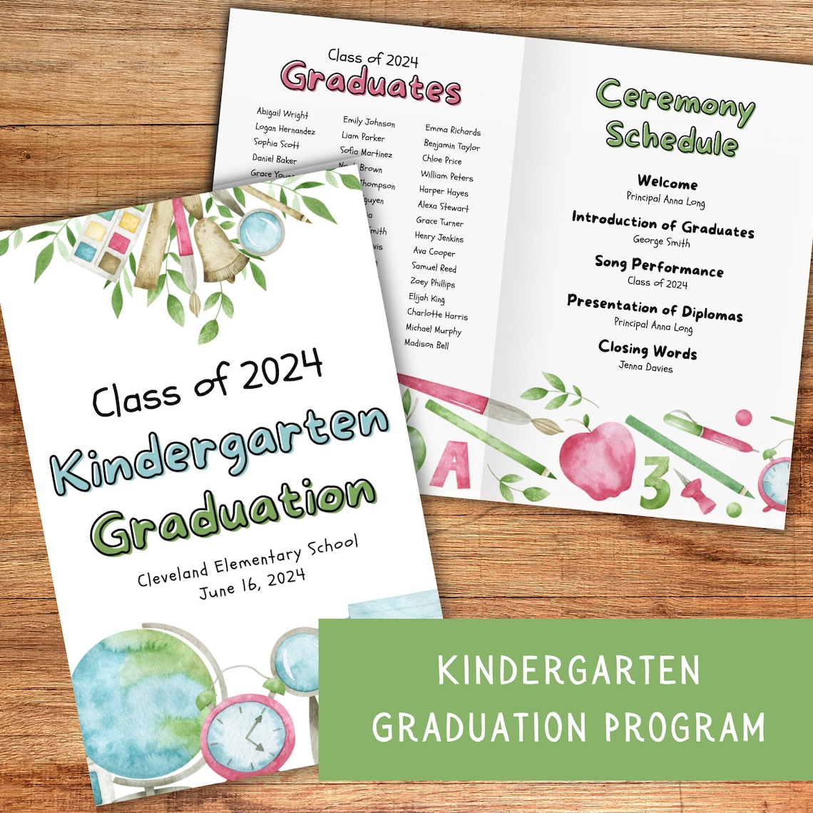 Kindergarten Graduation Program Template, Printable Graduation Program Kindergarten Graduation Program Template, Printable Graduation Program