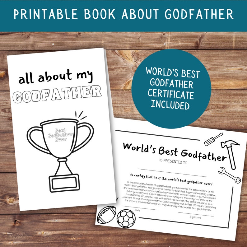 All About My Godfather Printable Book for Fathers Day Gift Idea ...