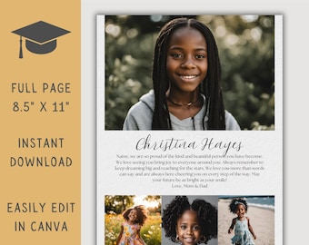 Full Page Senior Yearbook Ad Template - High School Graduation Tribute, Editable Canva Design