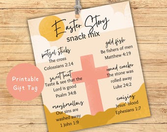 Easter Story Snack Mix Printable Tag, Religious Easter Activities, Resurrection Bible Lesson Activity, Sunday School Church Printable