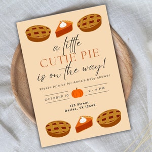 Uitnodiging babyshower Cutie Pie: herfstthema (digitale download)