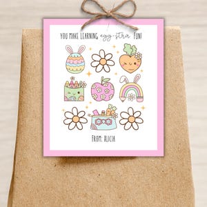 Editable Easter Gift Tag for Teacher, Printable Tags for Classroom Treat Bag, Eggstra Fun Teacher Easter Tag, Printable Teacher Appreciation