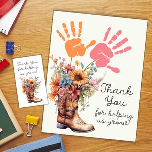 Teacher Appreciation Handprint Art Printable, Personalized Handprint Teacher End of Year Gift from Student, Last Minute Teacher Thank You