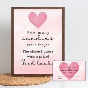 A Little Sweetheart Baby Shower Game, Guess How Many Candies in the Jar Sign and Card, February Baby Shower Decor, Printable Candy Game