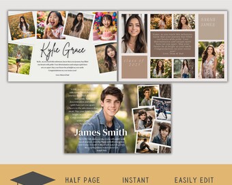 Senior Yearbook Ad Template: Half Page Photo Collage (Digital Download)