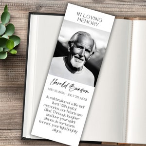 Funeral Bookmark Template, Printable Funeral Favor Bookmark, Editable Memorial Keepsake Bookmark, Celebration of Life Bookmark