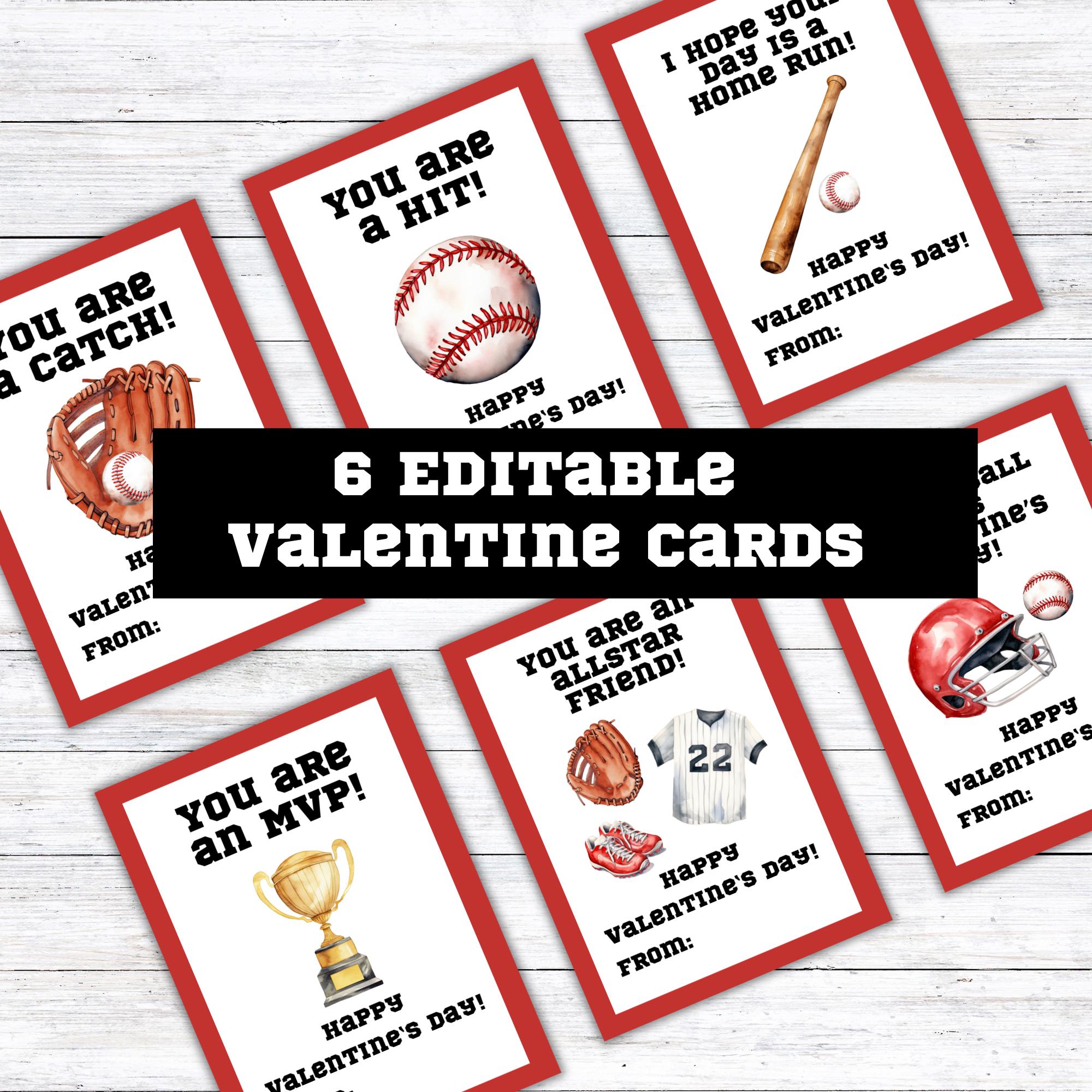 30 Baseball-Valentinstagskarten – 8,9 X 12,7 Cm, 6 Designs, Für Schule & Tausch