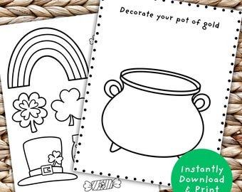 St. Patrick's Day Coloring Craft: Pot of Gold Activity (Printable PDF)