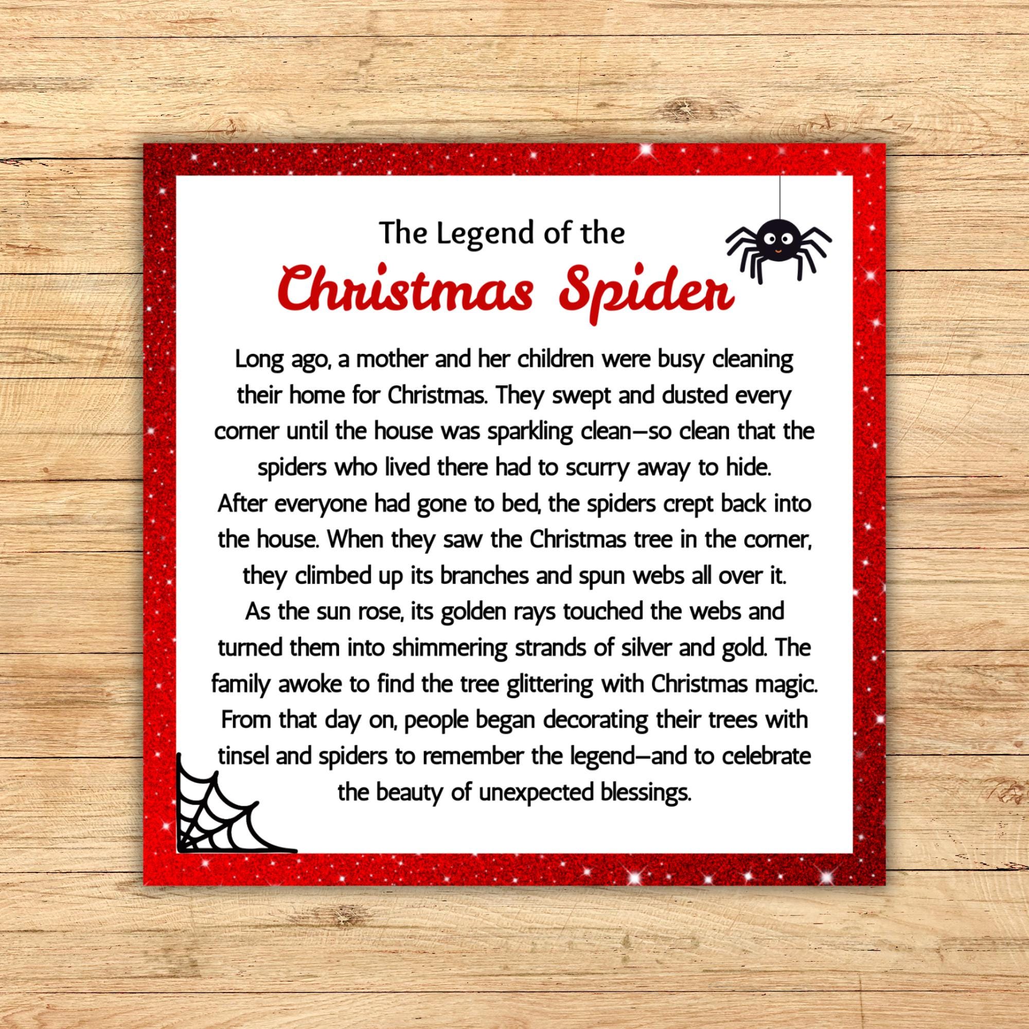 christmas spider story printable - etsy