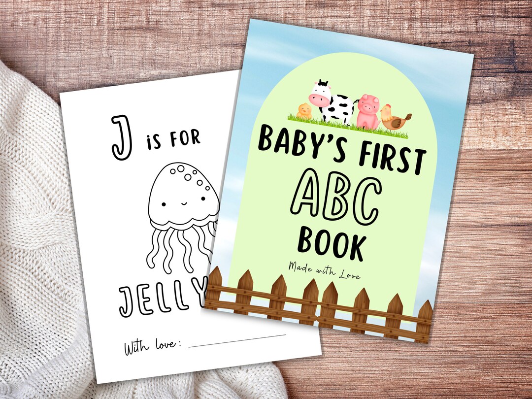 Baby First ABC Book Template, Alphabet Coloring Pages for Baby Shower ...
