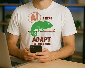 AI Adapt Chameleon T-Shirt: Funny Tech Gift