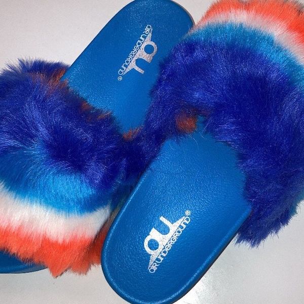 Blue Air Underground Fluffy Platform Sandals/Slides || Shoes || Fashion || Cute || Footwear || Slippers || Unisex