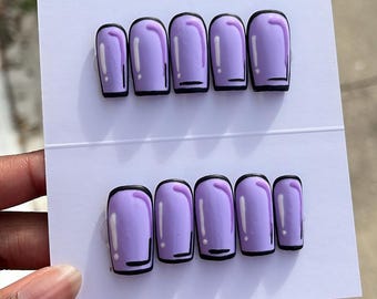 Matte Comic Book Style Press On Nails | Handmade Press On Nails | Cool Nails | Nail Art | Reusable | Gel Nails