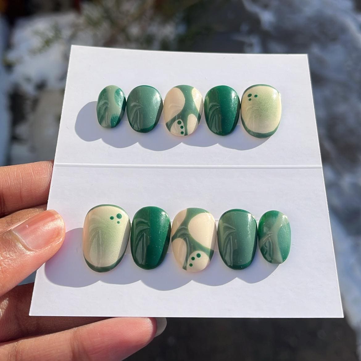 Toad Nails Macha Mushroom-toad Themed Press on Nails | Handmade Press on Nails ...