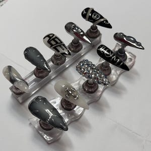 ATEEZ ‘Ice On My Teeth’ Inspired Press On Nails | Handmade Press On Nails | Kpop | Atiny | Chrome | Metallic | Reusable | Gel Nails
