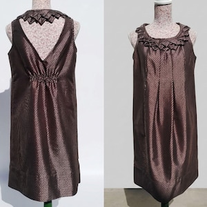 marge simpson wearing brown dress Gold Jacquard Dress