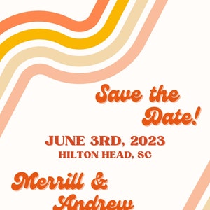 Save the Date Wedding Template - Groovy, Retro, Orange Save the Date